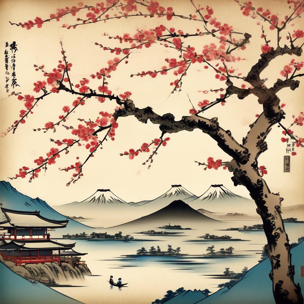 Persönliche Interpretationen des Kirschbaums von Hiroshige